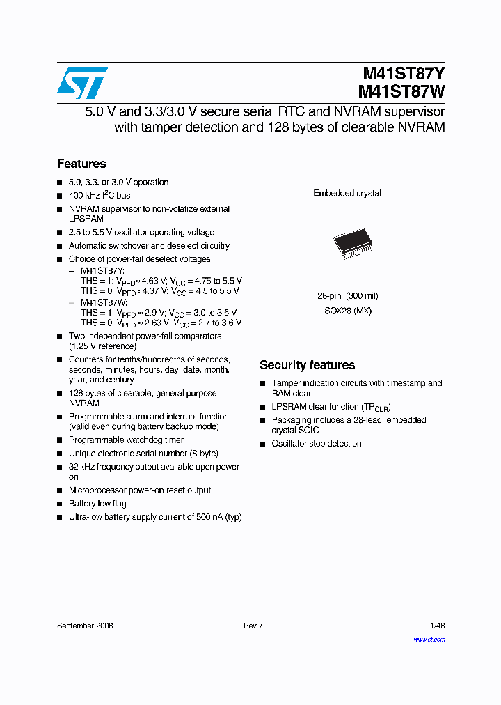 M41ST87WMX6_4237636.PDF Datasheet