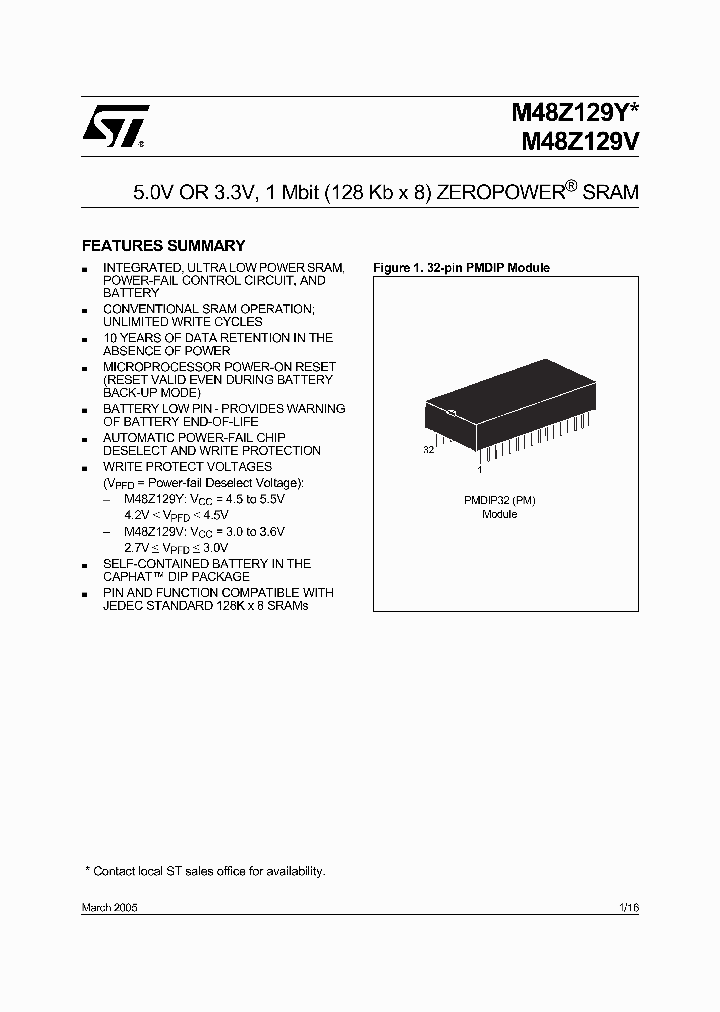 M48Z129V-70PM_4346809.PDF Datasheet