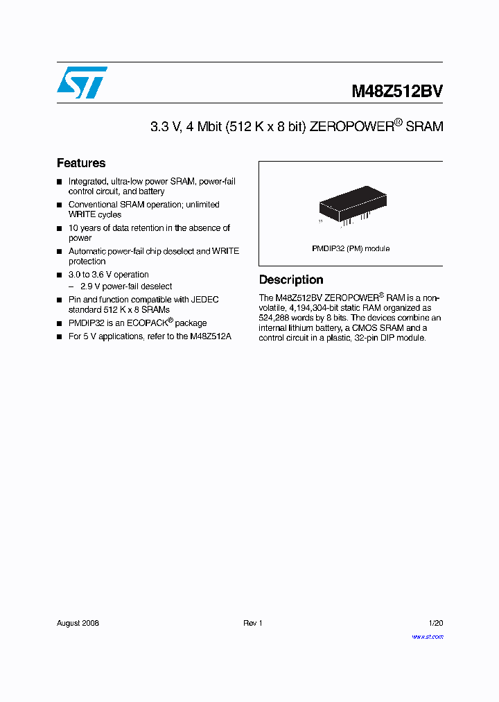 M48Z512BV-85PM1_4854244.PDF Datasheet
