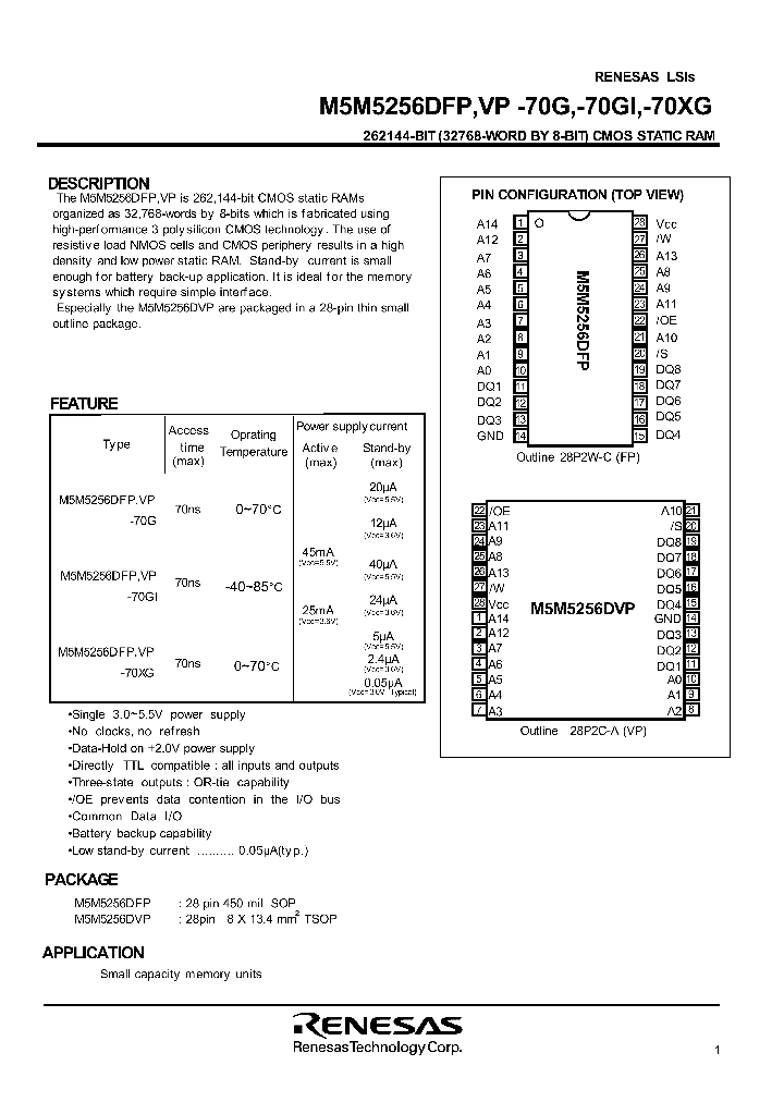 M5M5256DFP-70G_4253755.PDF Datasheet