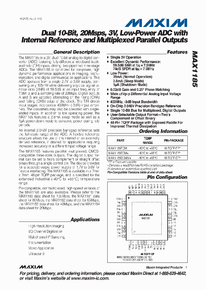MAX1185ECMV_4612026.PDF Datasheet