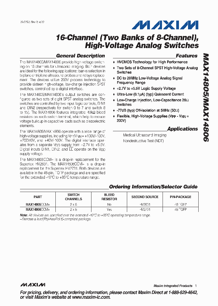 MAX14805CCM_4580101.PDF Datasheet