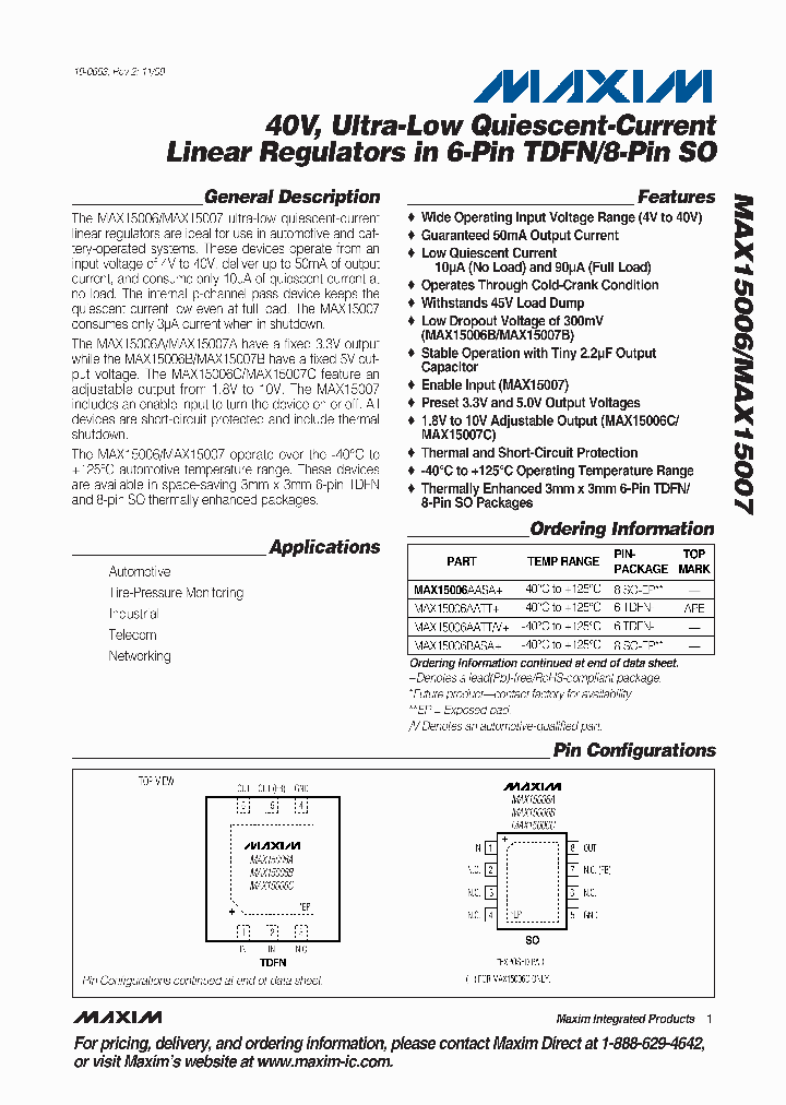 MAX15006CATT_4518933.PDF Datasheet
