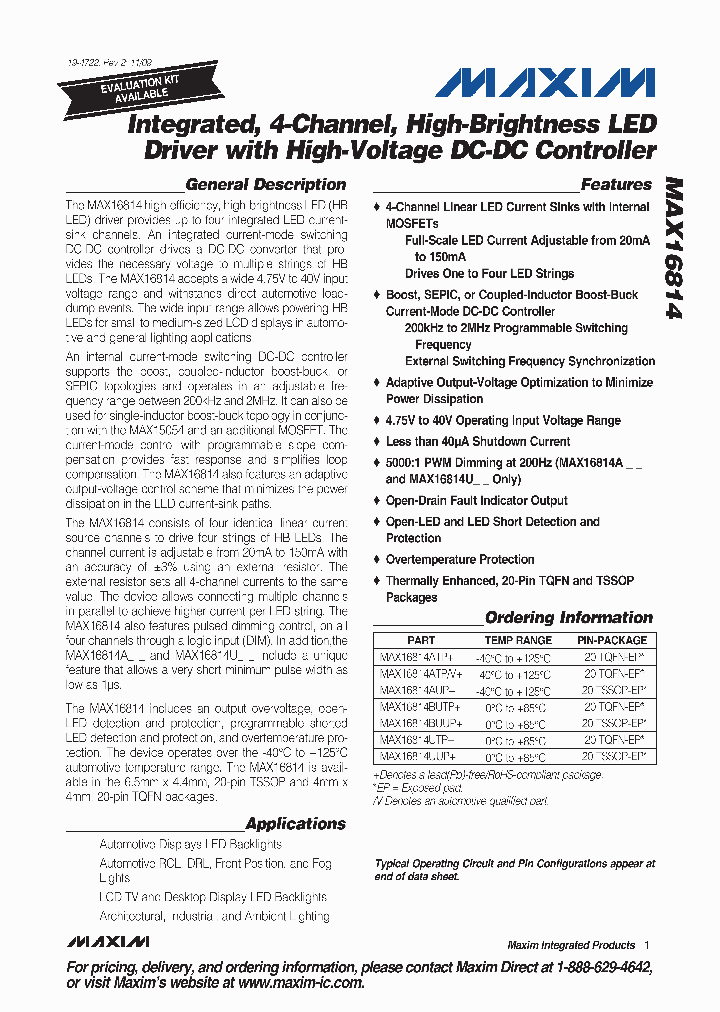 MAX16814BUTP_4548418.PDF Datasheet