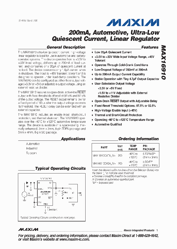 MAX16910_4465159.PDF Datasheet