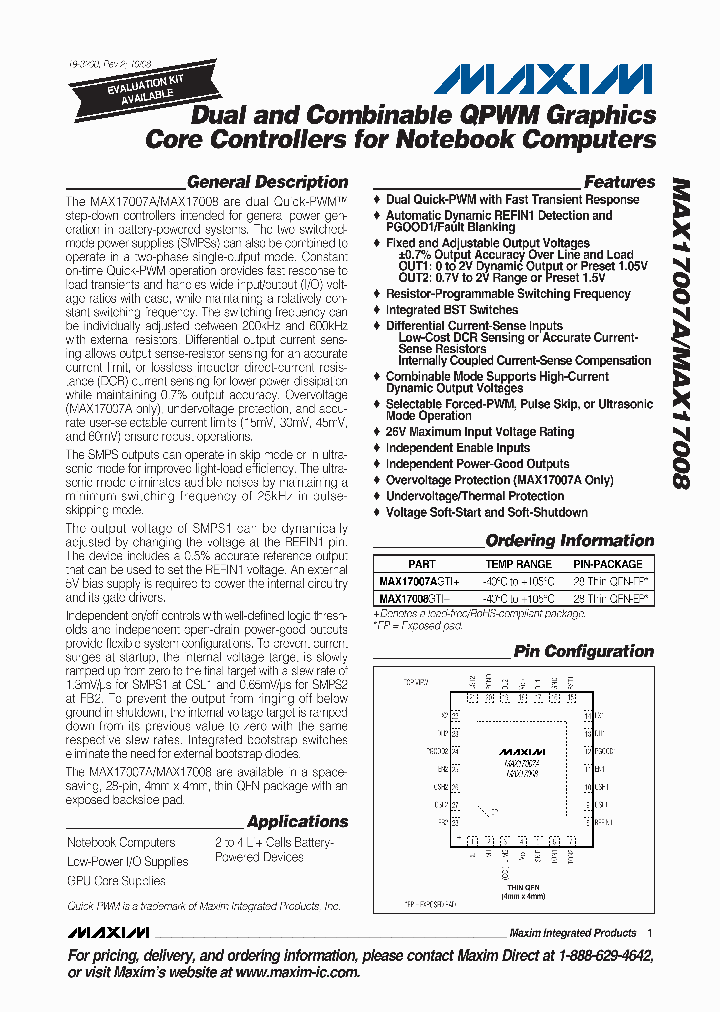 MAX17007AGTI_4356348.PDF Datasheet