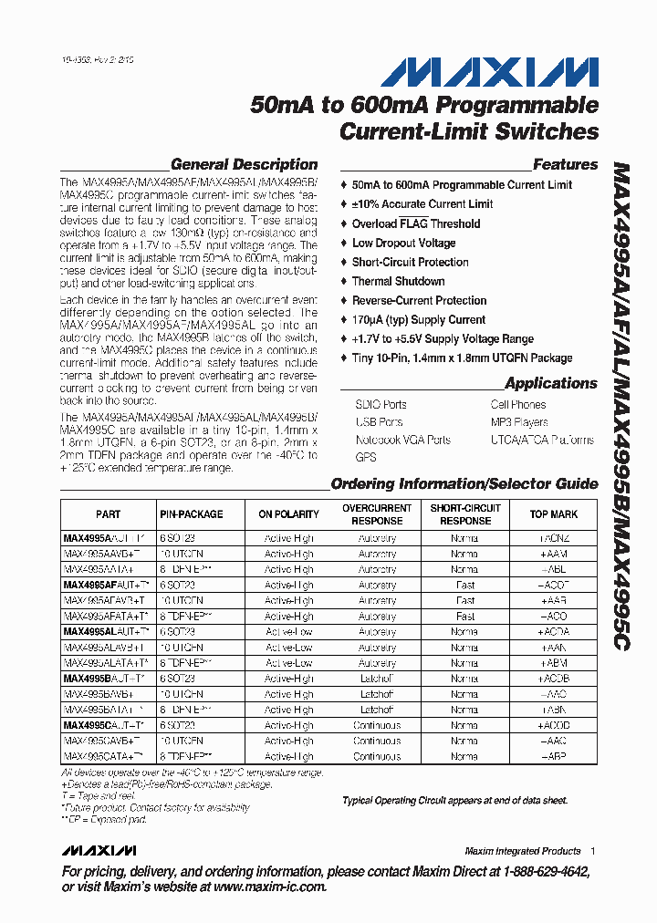 MAX4995CATAT_4526030.PDF Datasheet