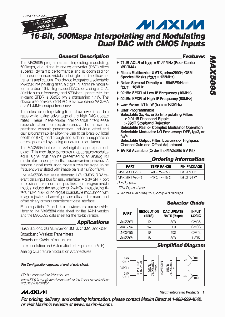 MAX5895EGK-D_4492741.PDF Datasheet