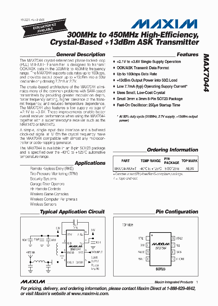 MAX7044AKAT_4536493.PDF Datasheet