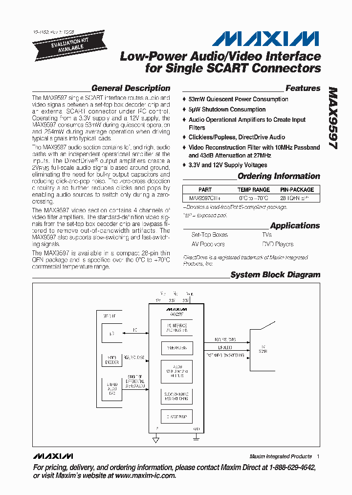 MAX9597CTI_4463472.PDF Datasheet