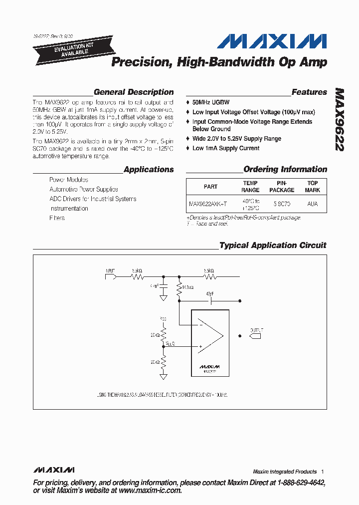 MAX9622AXKT_4851917.PDF Datasheet