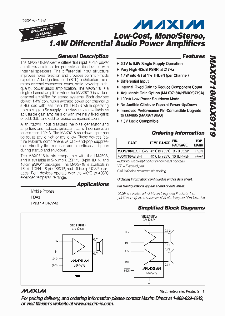 MAX9719DETE_4559293.PDF Datasheet
