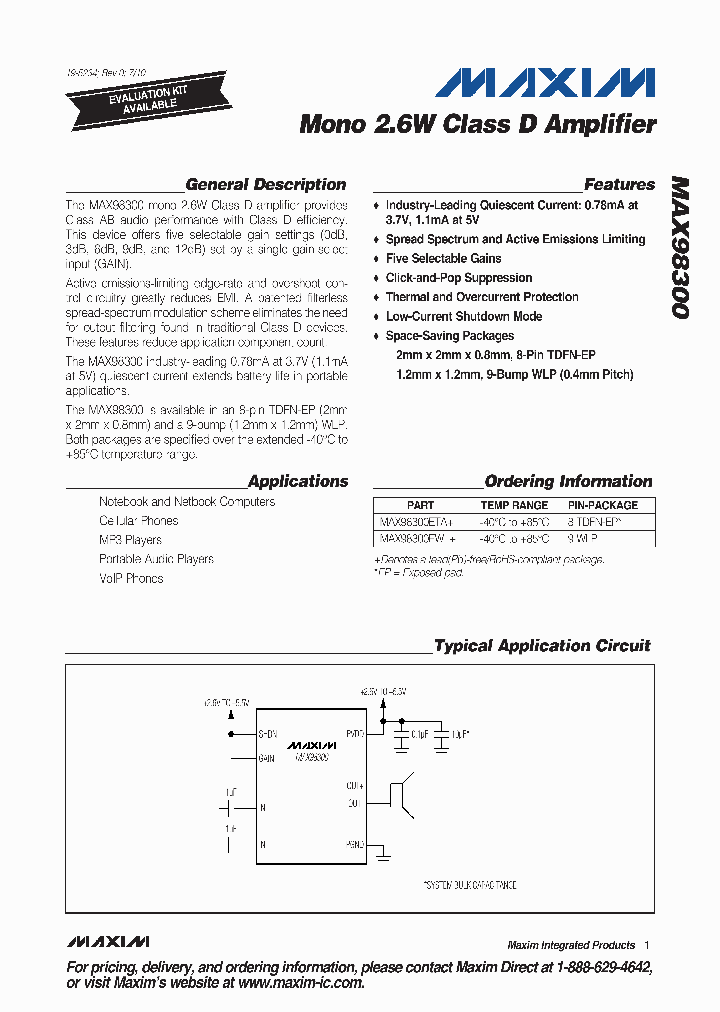 MAX98300ETA_4913251.PDF Datasheet