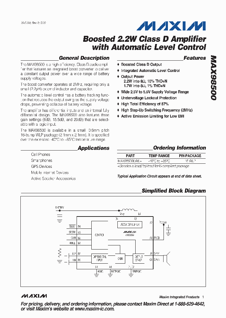 MAX98500EWE_4698060.PDF Datasheet