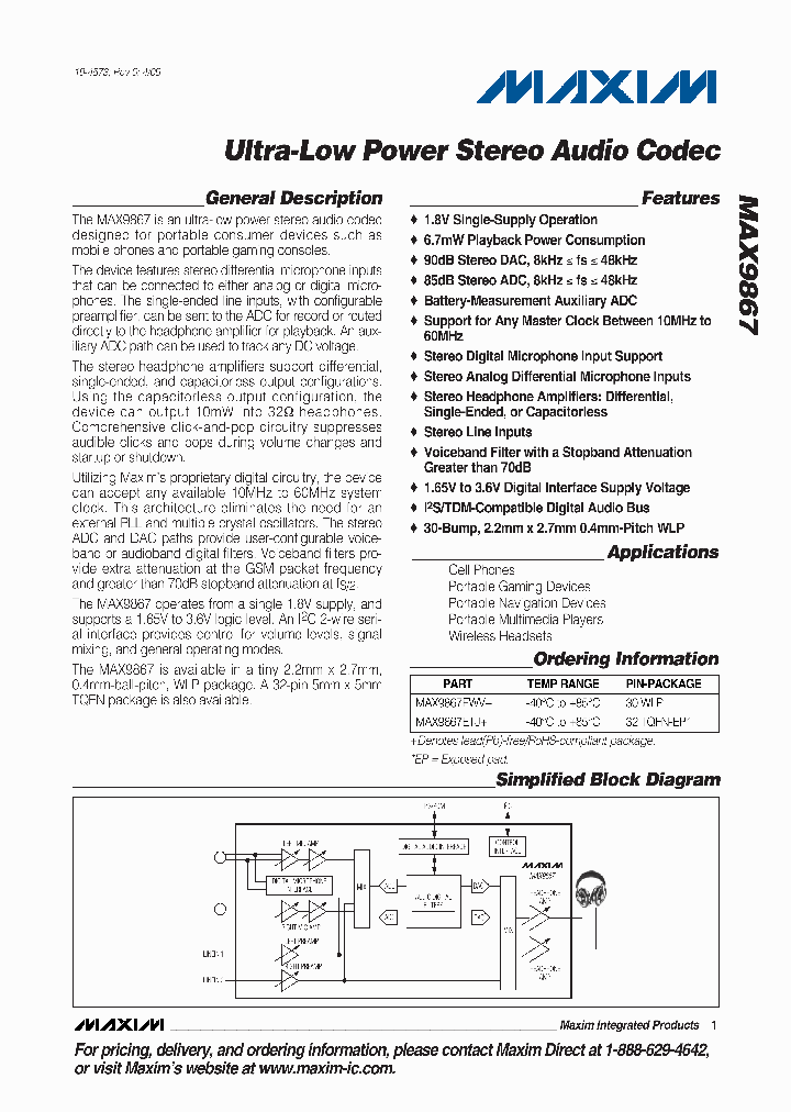 MAX9867EWV_4625763.PDF Datasheet