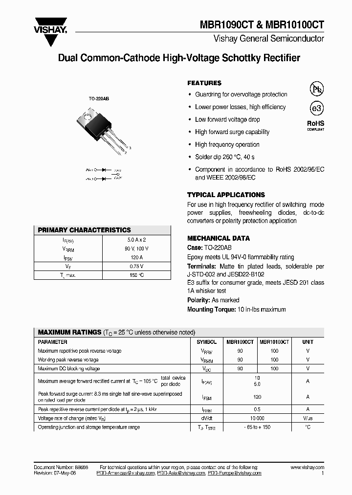 MBR1090CT_4343650.PDF Datasheet