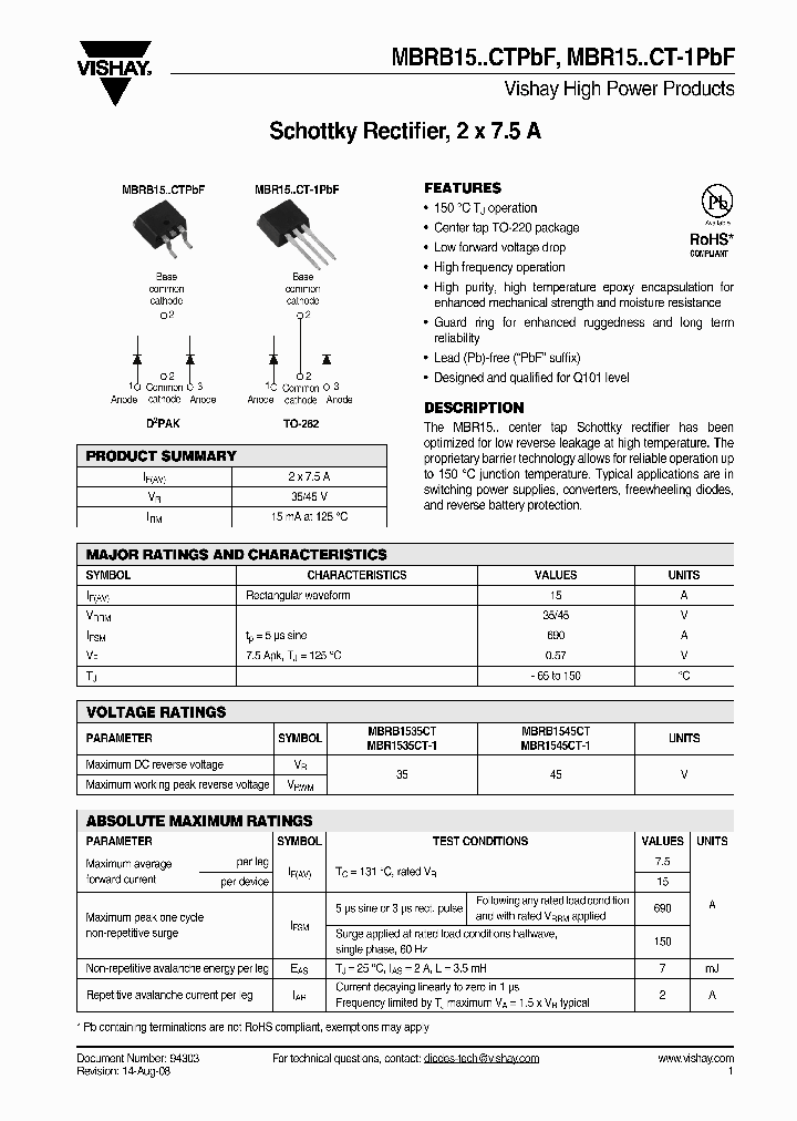 MBR1535CT-1PBF_4486362.PDF Datasheet