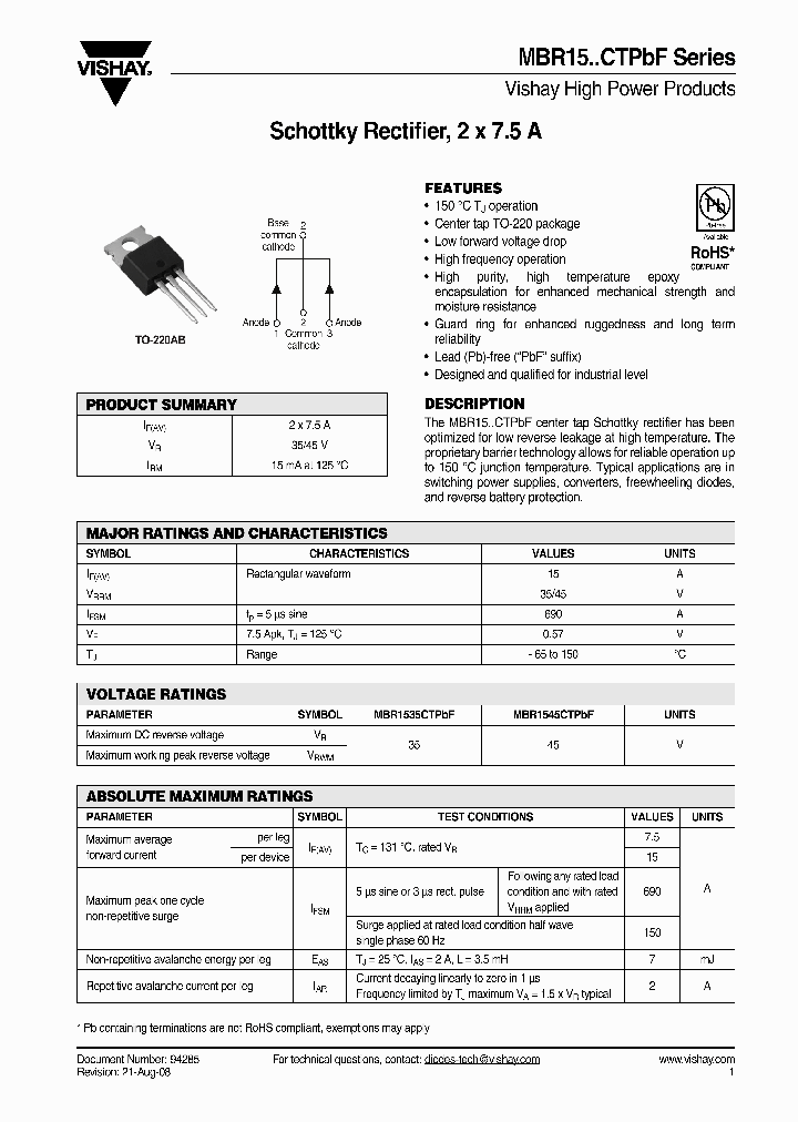 MBR1535CTPBF_4422929.PDF Datasheet