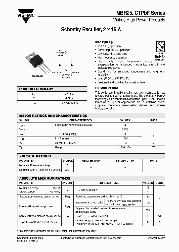 MBR2535CTPBF_4422933.PDF Datasheet