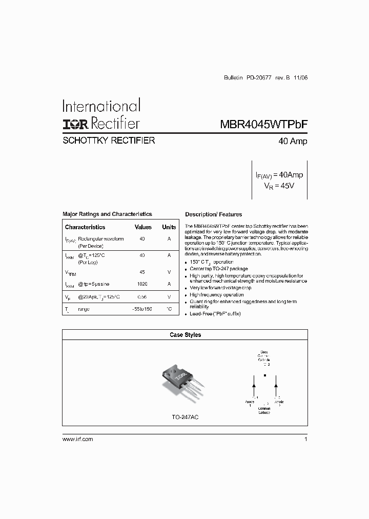 MBR4045WTPBF_4385523.PDF Datasheet