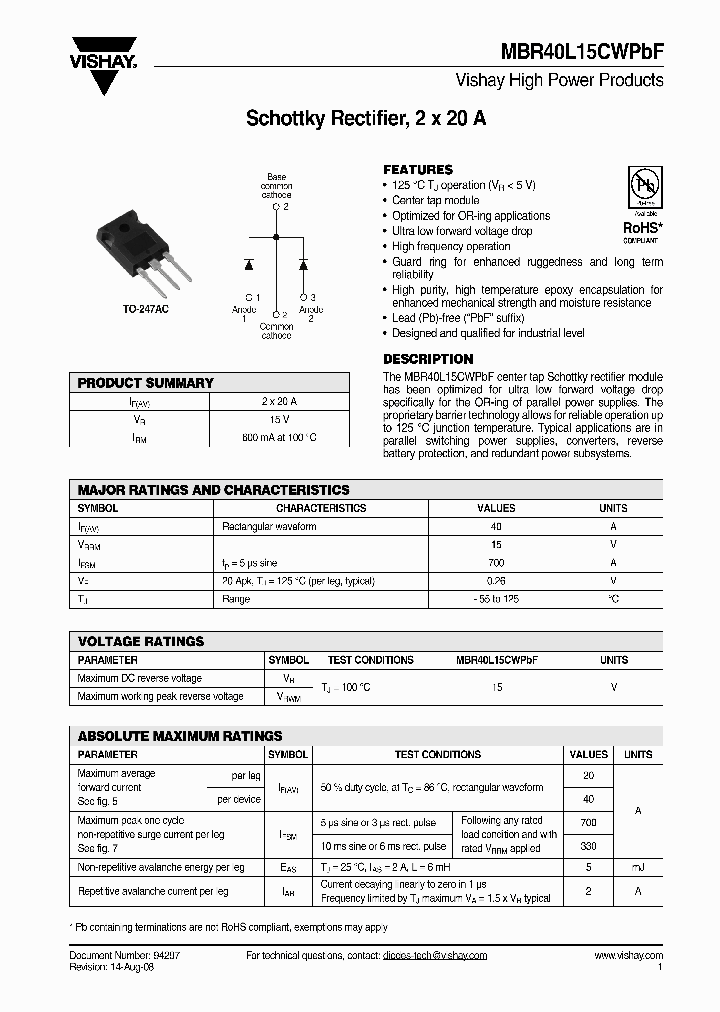 MBR40L15CWPBF_4262995.PDF Datasheet