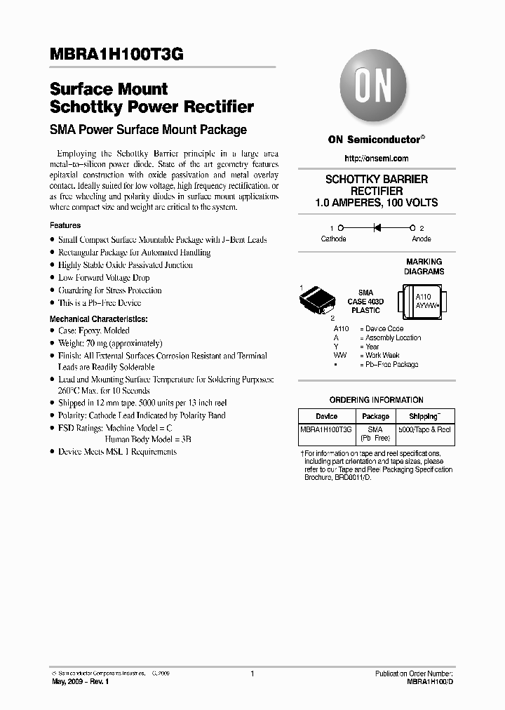 MBRA1H100T3G_4636827.PDF Datasheet