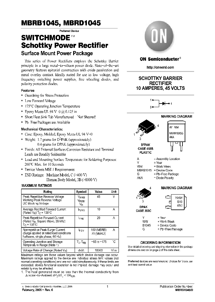 MBRB1045T4_4695700.PDF Datasheet