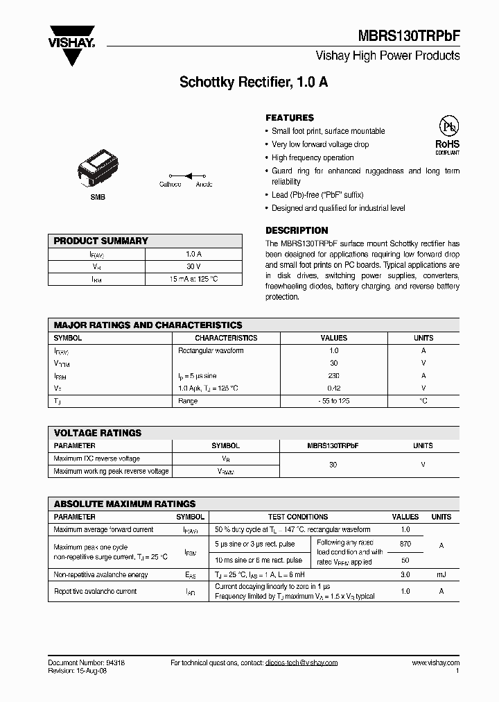 MBRS130TRPBF_4363778.PDF Datasheet