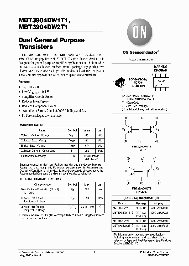 MBT3904DW1T105_4489945.PDF Datasheet