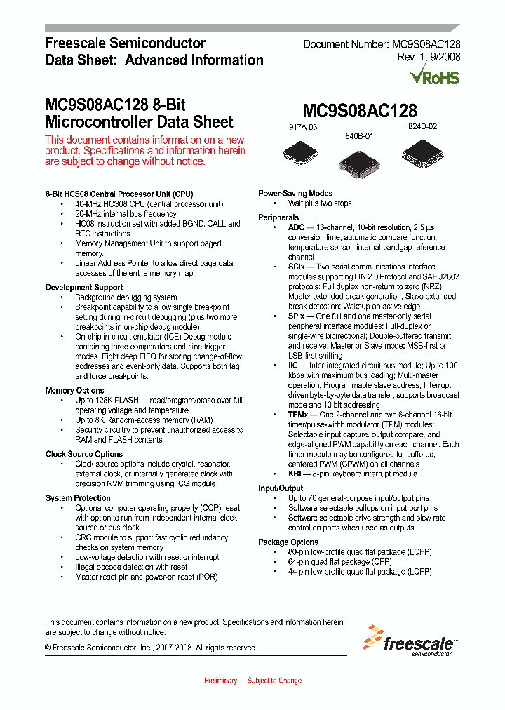 MC9S08AC96_4310267.PDF Datasheet