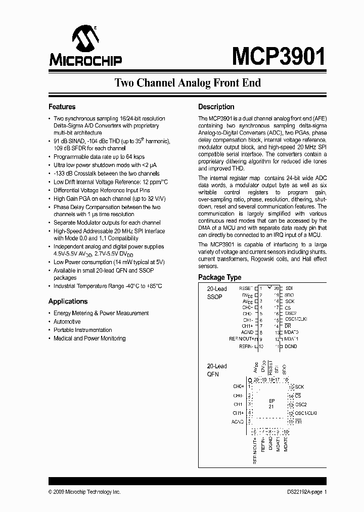 MCP3901_4569461.PDF Datasheet