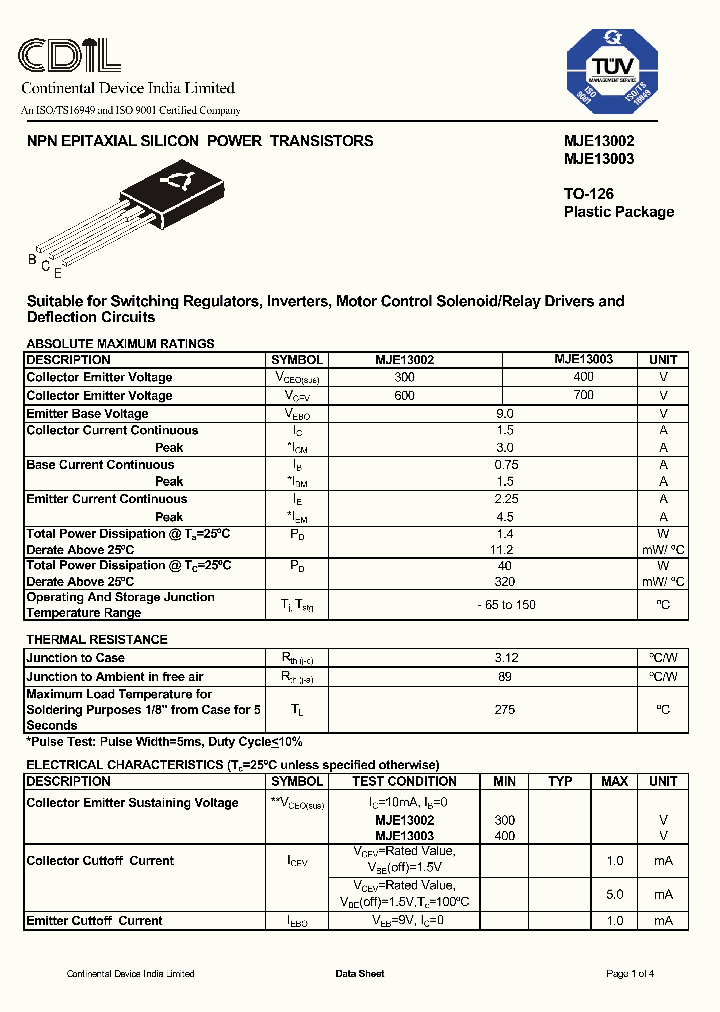 MJE13002_4513501.PDF Datasheet