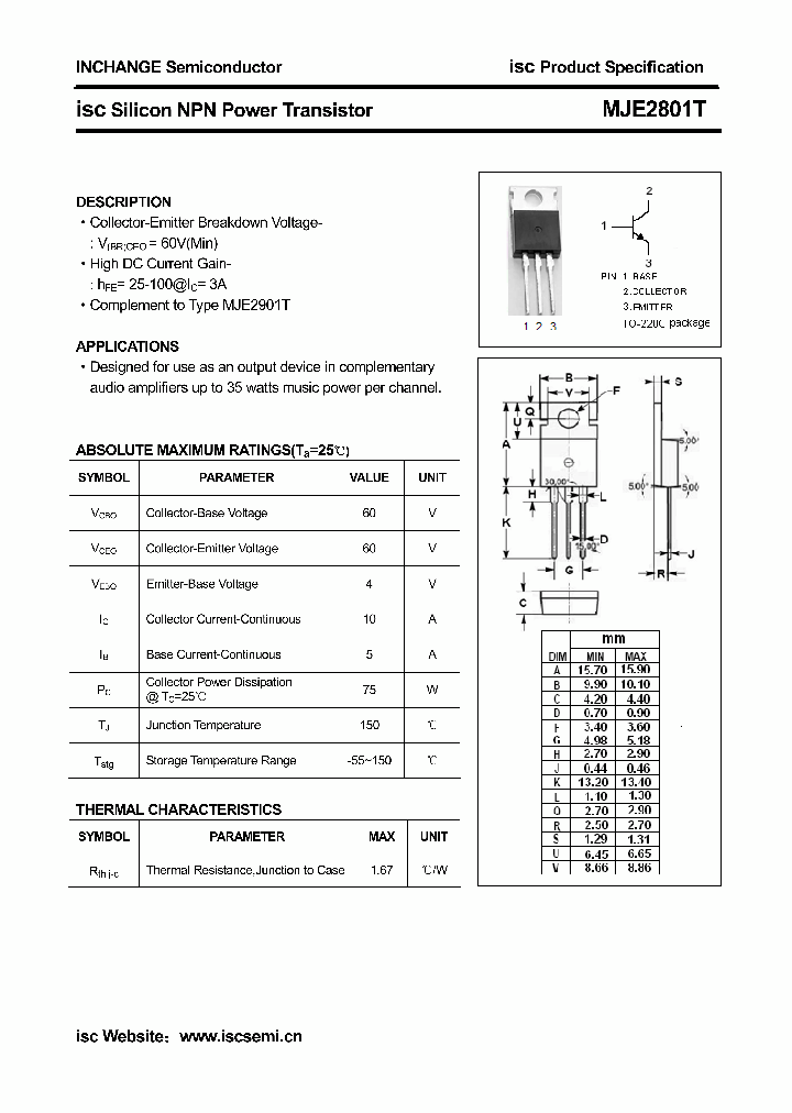 MJE2801T_4674725.PDF Datasheet