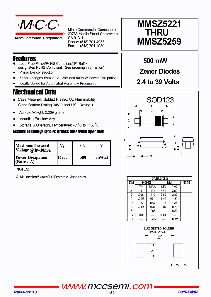 MMSZ5226-TP_4709816.PDF Datasheet