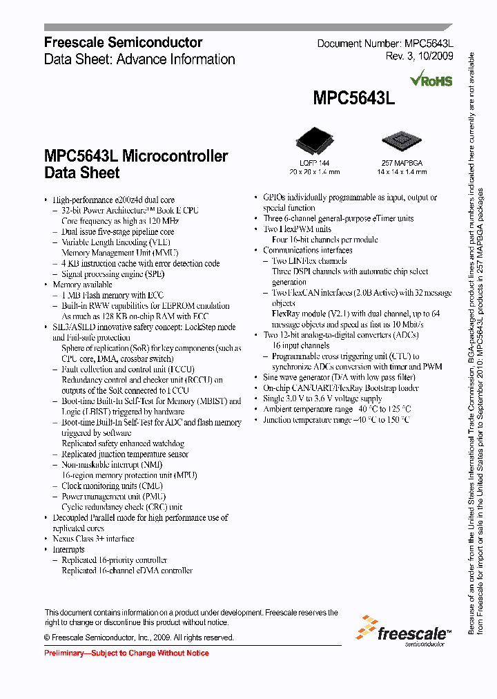 MPC5643LFF0VMM8R_4509997.PDF Datasheet