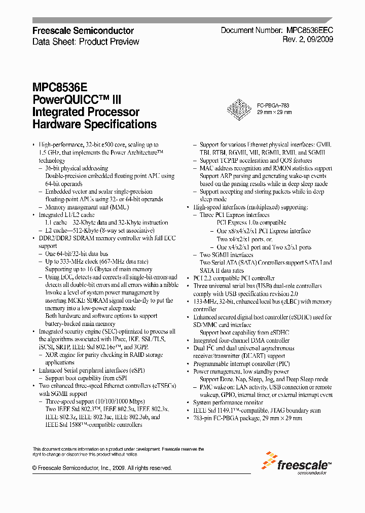 MPC8536AVTAVL_4516933.PDF Datasheet