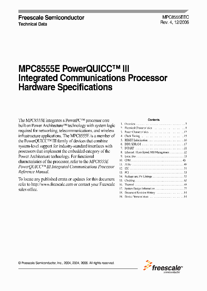 MPC8555ECVTAKD_4602444.PDF Datasheet