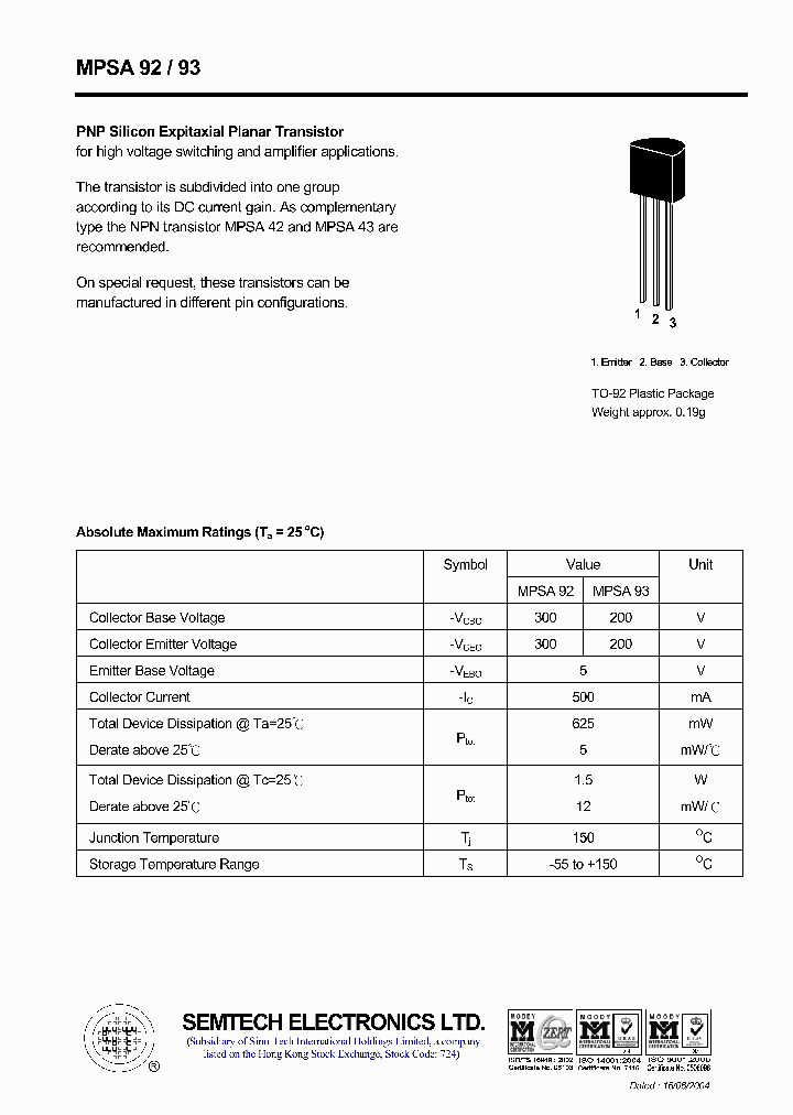 MPSA92_4686100.PDF Datasheet