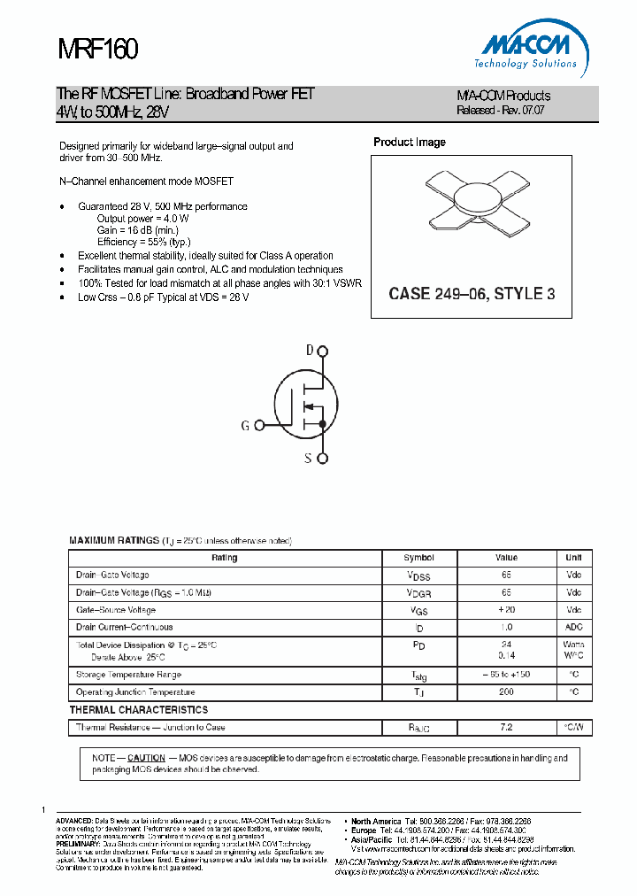 MRF160_4554505.PDF Datasheet