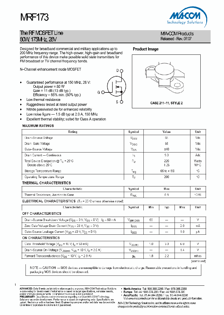 MRF173_4845346.PDF Datasheet
