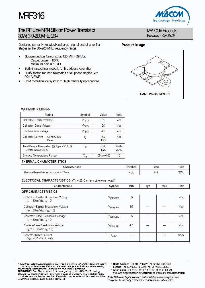 MRF316_4593747.PDF Datasheet