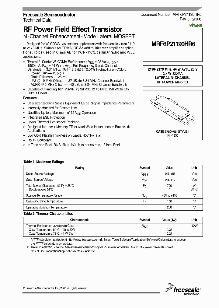 MRF6P21190HR606_4249636.PDF Datasheet