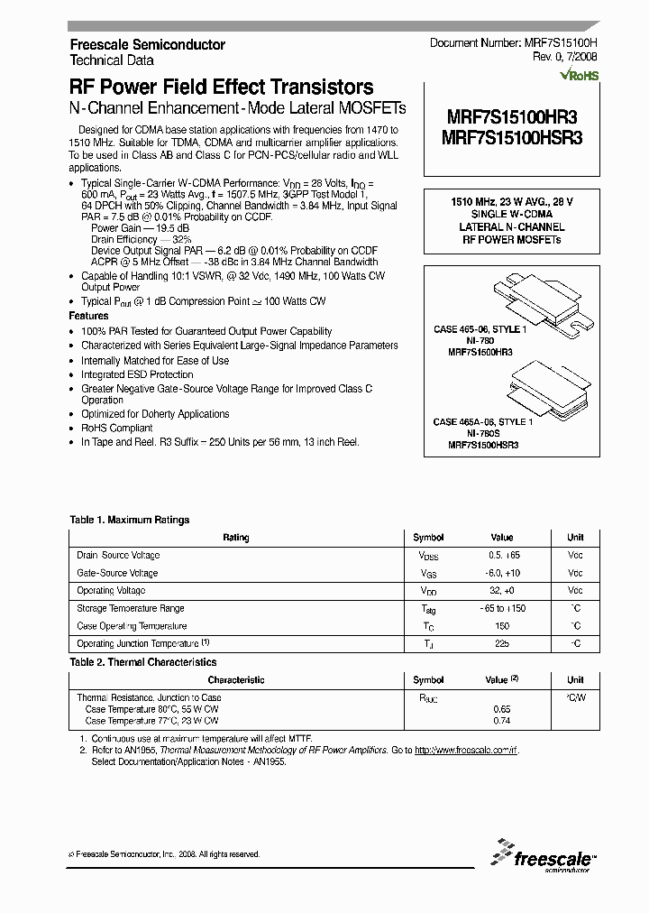MRF7S15100HR3_4461412.PDF Datasheet