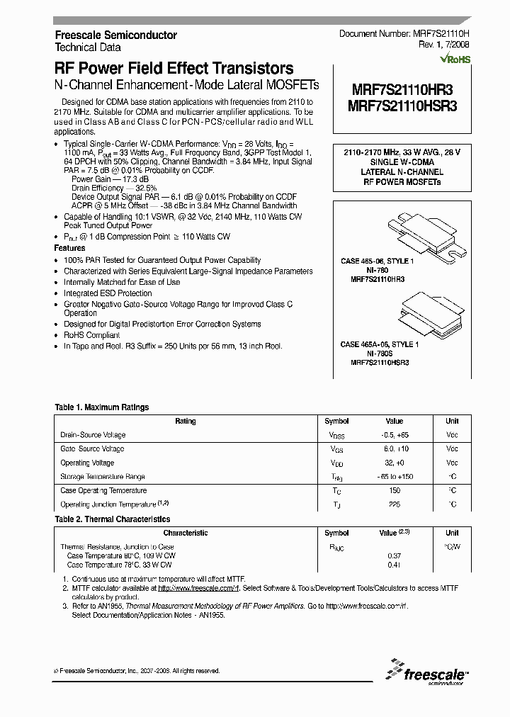 MRF7S21110HR3_4461418.PDF Datasheet