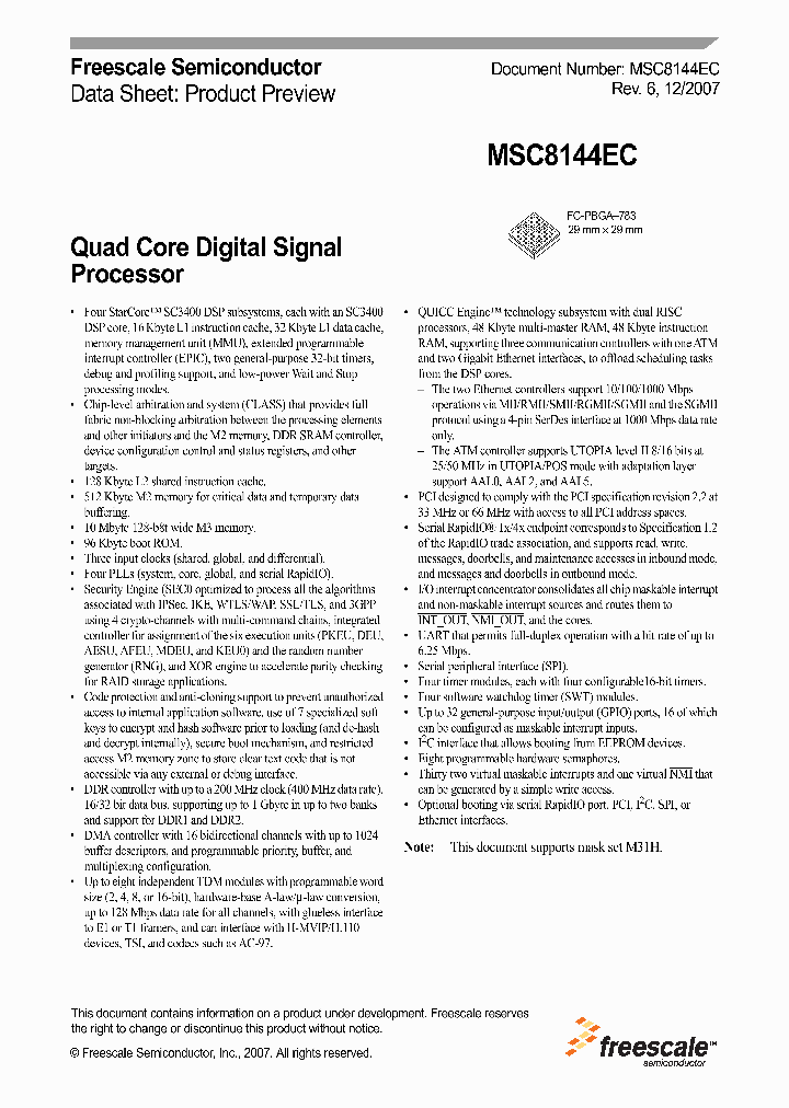 MSC8144EC_4335387.PDF Datasheet