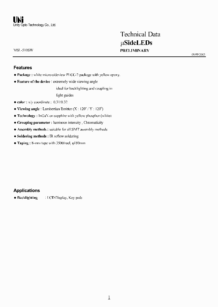 MSL-510SW_4202901.PDF Datasheet