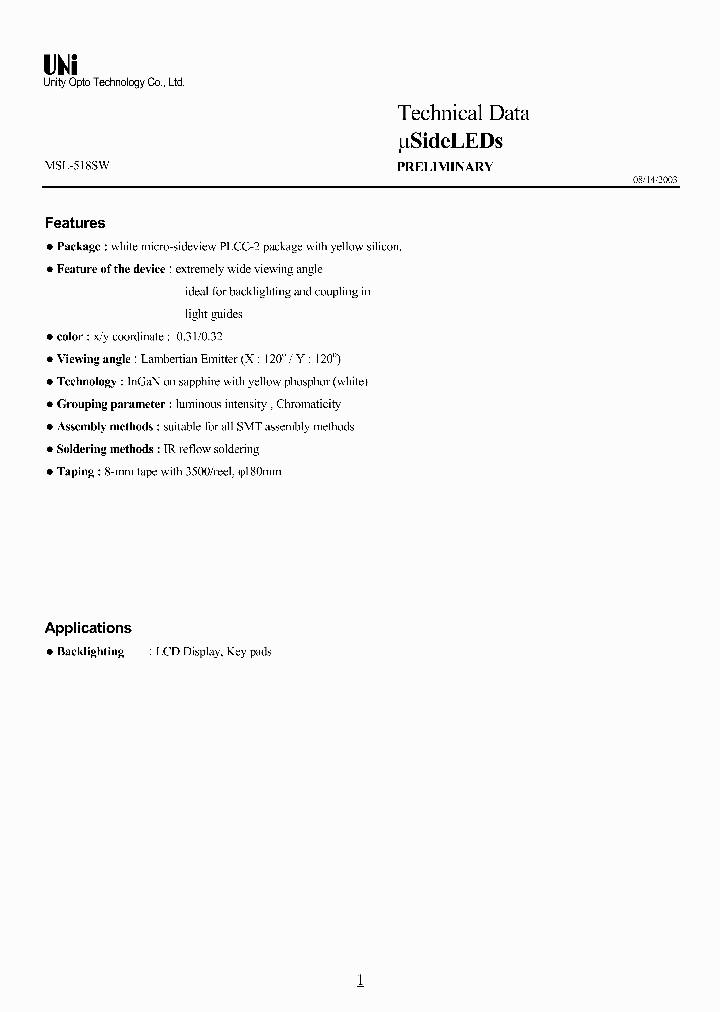 MSL-518SW_4202904.PDF Datasheet