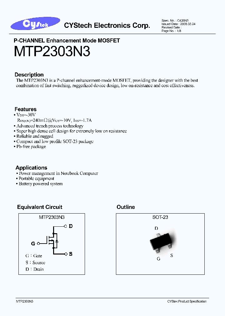 MTP2303N3_4588431.PDF Datasheet