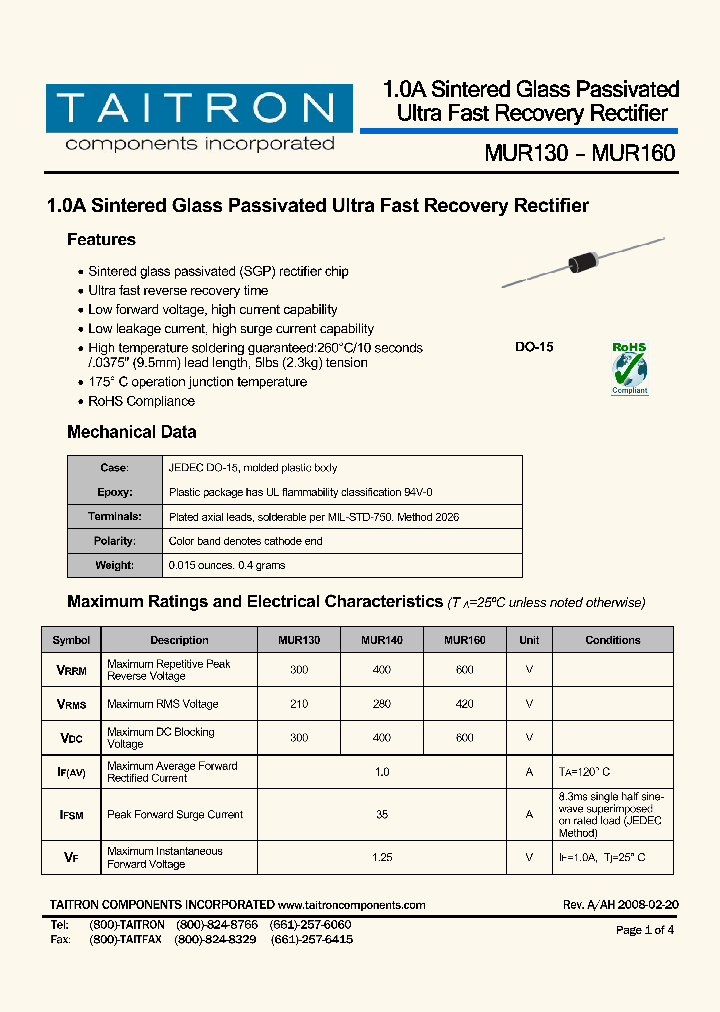 MUR160_4197987.PDF Datasheet