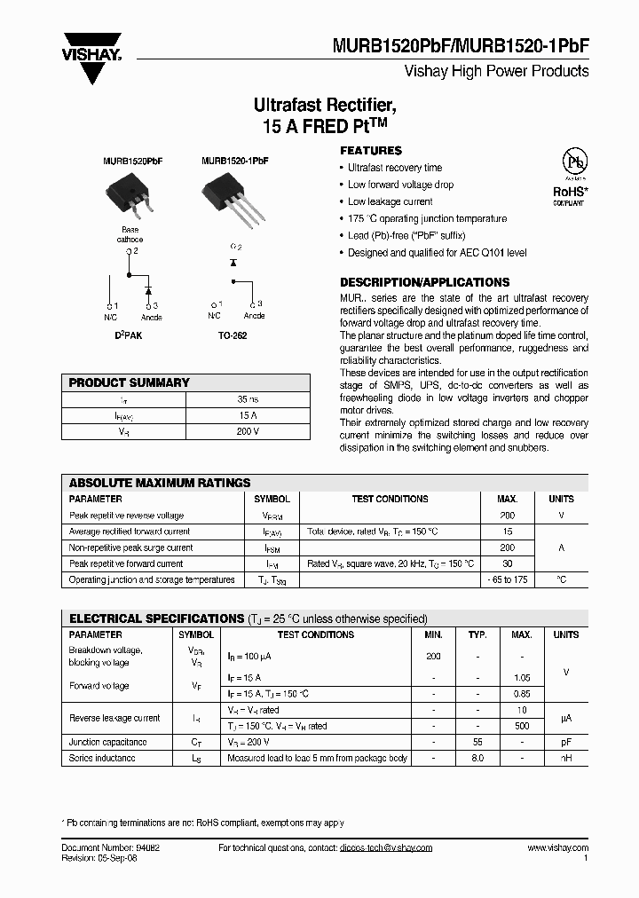 MURB1520PBF_4318068.PDF Datasheet